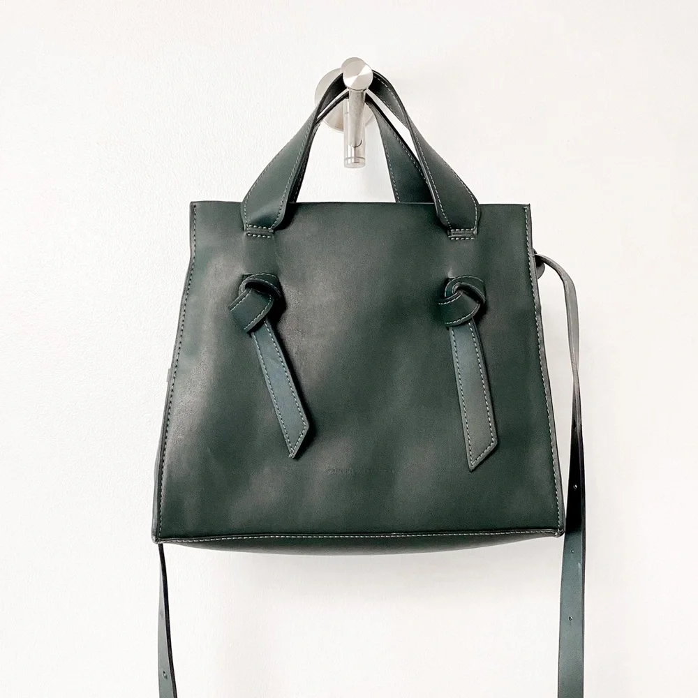 French Connection Preppy Casual  Chic Aria Knot Detail Tote Hand Bag‎ Green